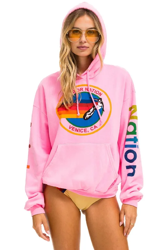 AVIATOR NATION  RELAXED PULLOVER HOODIE - NEON PINK