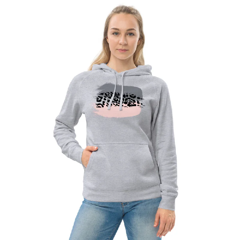 Women's quarter - zip sweatshirt made of organic cotton for eco - conscious fashionBlush Leopard Print AS Colour Hoodie in Grey Marle or White