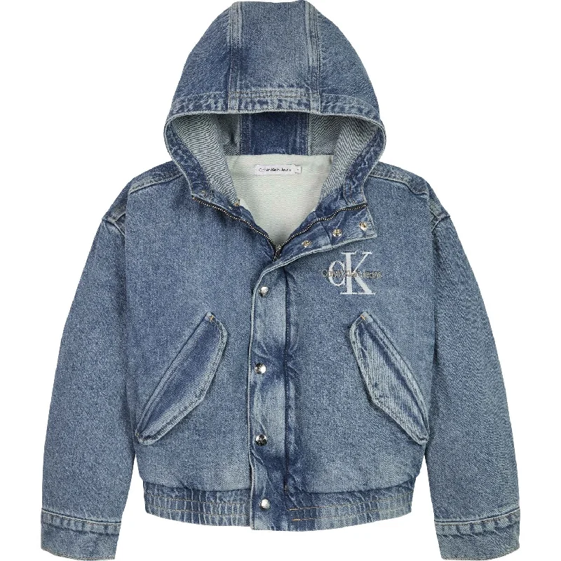 Women's long - line cardigan jackets in a soft knit for a cozy and elegant lookCalvin Klein Modern Blue Cf Denim Hooded Jacket Women's long - line cardigan jackets in a soft knit for a cozy and elegant lookCalvin Klein Modern Blue Cf Denim Hooded Jacket