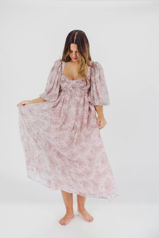 Ball Gown Women Dress with a Full Skirt for a Princess - like LookHarlow Maxi Dress in Mauve - Bump Friendly & Inclusive Sizing (S-3XL) Ball Gown Women Dress with a Full Skirt for a Princess - like LookHarlow Maxi Dress in Mauve - Bump Friendly & Inclusive Sizing (S-3XL)