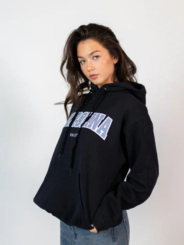 Women's quarter - zip sweatshirt made of organic cotton for eco - conscious fashionCAROLINA HOODIE - SORT