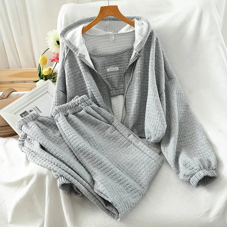 Women's hoodie with a kangaroo pocket and a pom - pom drawstring for added charmChic in Every Step: Casual Hooded Zipper Sweatshirt Set - A Stylish Symphony of Comfort and Fashion! ?? Women's hoodie with a kangaroo pocket and a pom - pom drawstring for added charmChic in Every Step: Casual Hooded Zipper Sweatshirt Set - A Stylish Symphony of Comfort and Fashion! ??