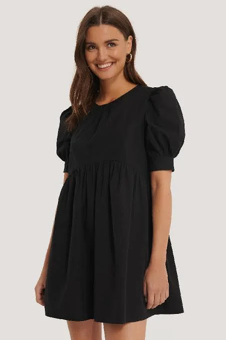 Ball Gown Women Dress with a Full Skirt for a Princess - like LookCotton Short Sleeve Mini Dress Black Ball Gown Women Dress with a Full Skirt for a Princess - like LookCotton Short Sleeve Mini Dress Black