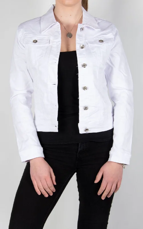 Women's bomber jackets with a holographic finish for a futuristic and eye - catching lookDenim Jacket | White Women's bomber jackets with a holographic finish for a futuristic and eye - catching lookDenim Jacket | White