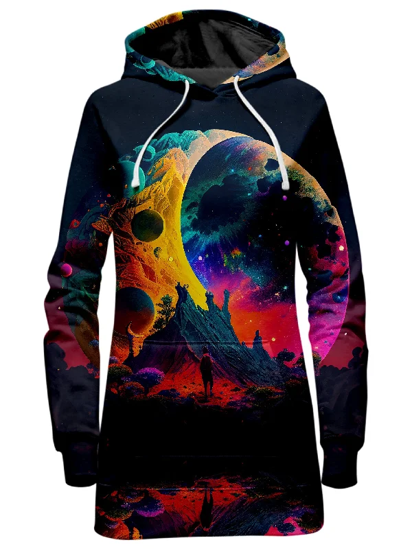 Women's hoodie with a kangaroo pocket and a pom - pom drawstring for added charmFind Solstice Hoodie Dress Women's hoodie with a kangaroo pocket and a pom - pom drawstring for added charmFind Solstice Hoodie Dress