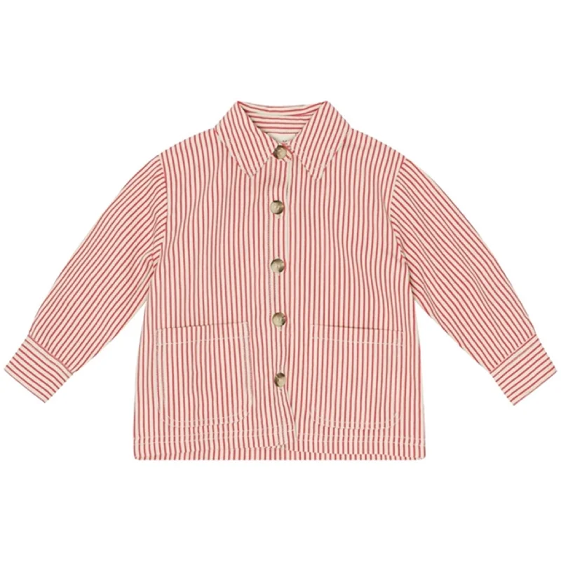 Women's denim jackets with a patchwork design for a bohemian and artsy styleFlöss Max Overshirt Scarlet Stripe Women's denim jackets with a patchwork design for a bohemian and artsy styleFlöss Max Overshirt Scarlet Stripe