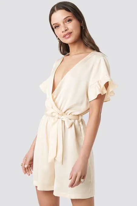 Empire Waist Women Dress to Accentuate the Bust and Conceal the WaistFrill Sleeve Playsuit Cream Empire Waist Women Dress to Accentuate the Bust and Conceal the WaistFrill Sleeve Playsuit Cream