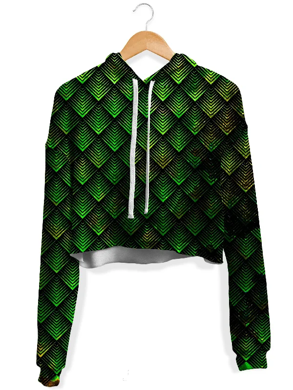 Women's graphic - printed sweatshirt featuring floral patterns for a feminine touchGalactic Dragon Scale Green Fleece Crop Hoodie Women's graphic - printed sweatshirt featuring floral patterns for a feminine touchGalactic Dragon Scale Green Fleece Crop Hoodie