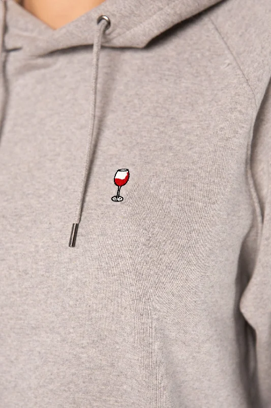 Women's cropped sweatshirt with a lace - trimmed hem for a romantic lookGlaserl Rotwein | Bestickter Bio-Baumwoll Frauen Hoodie Women's cropped sweatshirt with a lace - trimmed hem for a romantic lookGlaserl Rotwein | Bestickter Bio-Baumwoll Frauen Hoodie