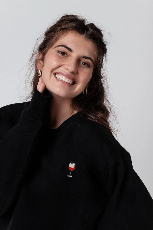 Women's hoodie with a glittery print for a glamorous and sparkly appearanceGlaserl Rotwein | Bestickter Bio-Baumwoll Frauen Pullover Women's hoodie with a glittery print for a glamorous and sparkly appearanceGlaserl Rotwein | Bestickter Bio-Baumwoll Frauen Pullover