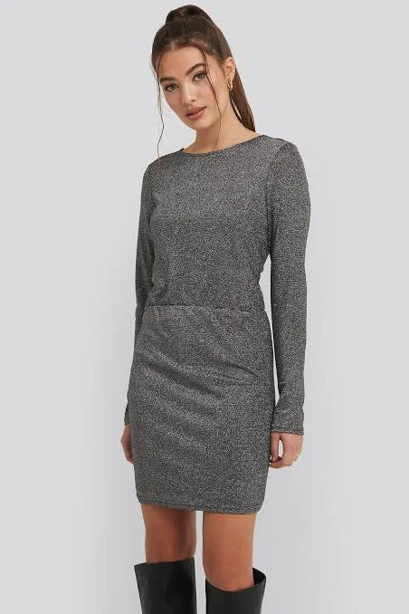 Pleated Women Dress with a Timeless and Elegant TextureGlittery Open Back Mini Dress Pleated Women Dress with a Timeless and Elegant TextureGlittery Open Back Mini Dress