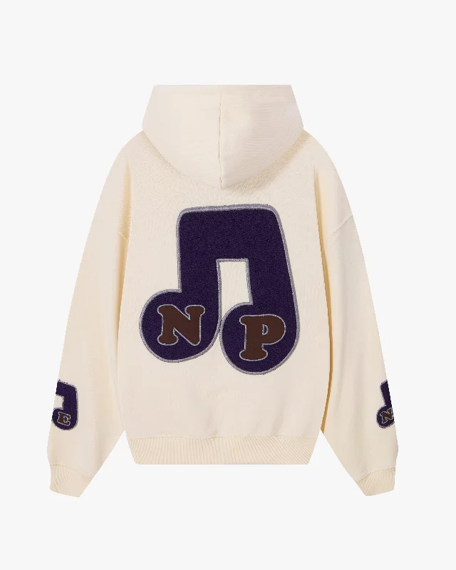 Women's zip - front sweatshirt with contrast stitching for a sporty aestheticNOTITA HOOD MARSHMALLOW Women's zip - front sweatshirt with contrast stitching for a sporty aestheticNOTITA HOOD MARSHMALLOW