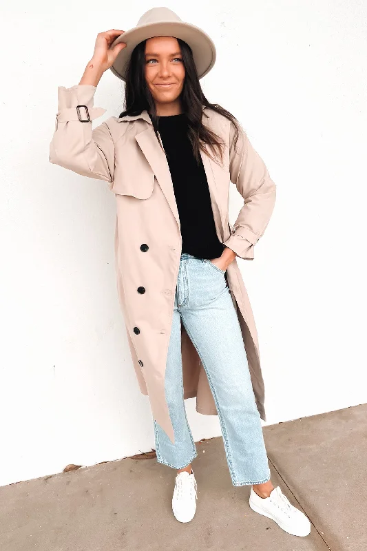 Women's faux fur - trimmed denim jackets for a trendy and cozy styleJacob Trench Tan Women's faux fur - trimmed denim jackets for a trendy and cozy styleJacob Trench Tan