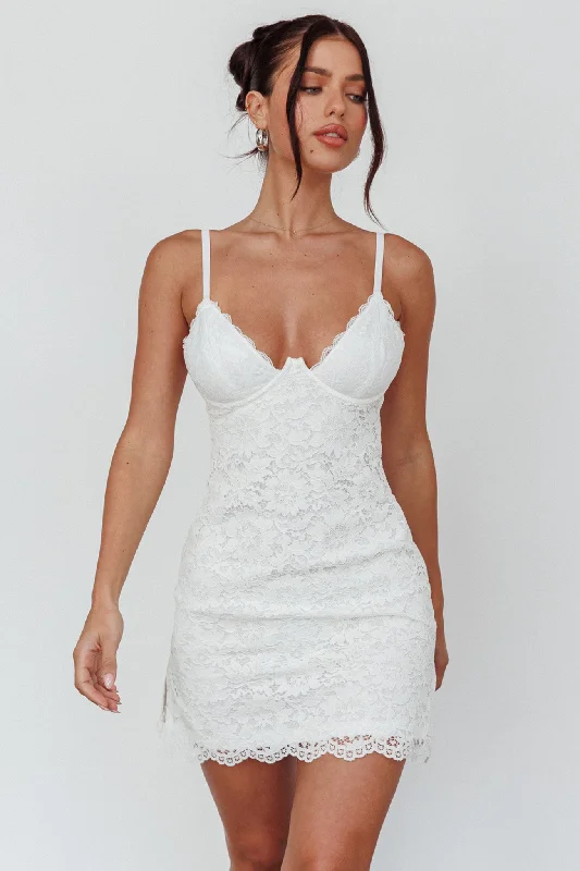 Juniper Moonlight Lace Mini Dress White