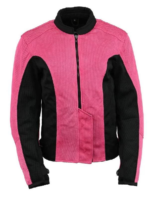 Women's denim jackets with a patchwork design for a bohemian and artsy styleM Boss Motorcycle Apparel BOS22702 Ladies Black and Fuchsia Mesh Racer Jacket with Full Armor Women's denim jackets with a patchwork design for a bohemian and artsy styleM Boss Motorcycle Apparel BOS22702 Ladies Black and Fuchsia Mesh Racer Jacket with Full Armor