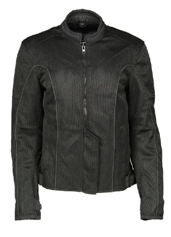 Women's denim jackets with distressed details for a casual and edgy lookM Boss Motorcycle Apparel BOS22702 Ladies Black Mesh Racer Jacket with Full Armor Women's denim jackets with distressed details for a casual and edgy lookM Boss Motorcycle Apparel BOS22702 Ladies Black Mesh Racer Jacket with Full Armor