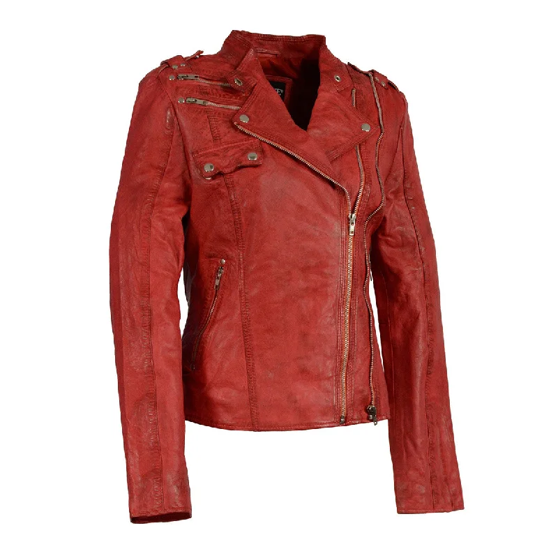 Women's double - breasted tweed jackets in classic colors for a sophisticated office lookMilwaukee Leather Women's Distressed Red Vegan Leather Motorcycle Style Fashion Jacket SFL2845 Women's double - breasted tweed jackets in classic colors for a sophisticated office lookMilwaukee Leather Women's Distressed Red Vegan Leather Motorcycle Style Fashion Jacket SFL2845