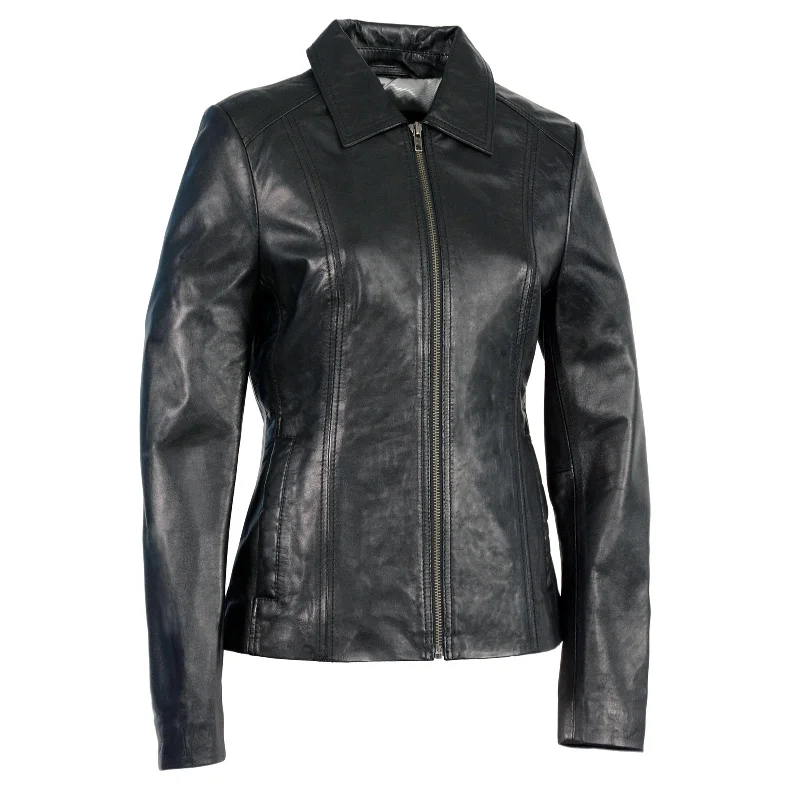Women's cropped leather jackets with silver zippers for a punk - inspired outfitMilwaukee Leather SFL2850 Women's Classic Black Zippered Motorcycle Style Fashion Leather Jacket with Shirt Style Collar Women's cropped leather jackets with silver zippers for a punk - inspired outfitMilwaukee Leather SFL2850 Women's Classic Black Zippered Motorcycle Style Fashion Leather Jacket with Shirt Style Collar