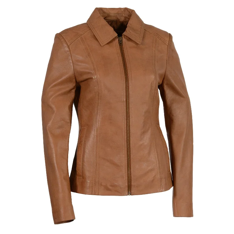 Women's waterproof rain jackets in bright yellow for high - visibility outdoor activitiesMilwaukee Leather SFL2850 Women's Classic Saddle Zippered Motorcycle Style Fashion Leather Jacket with Shirt Style Collar