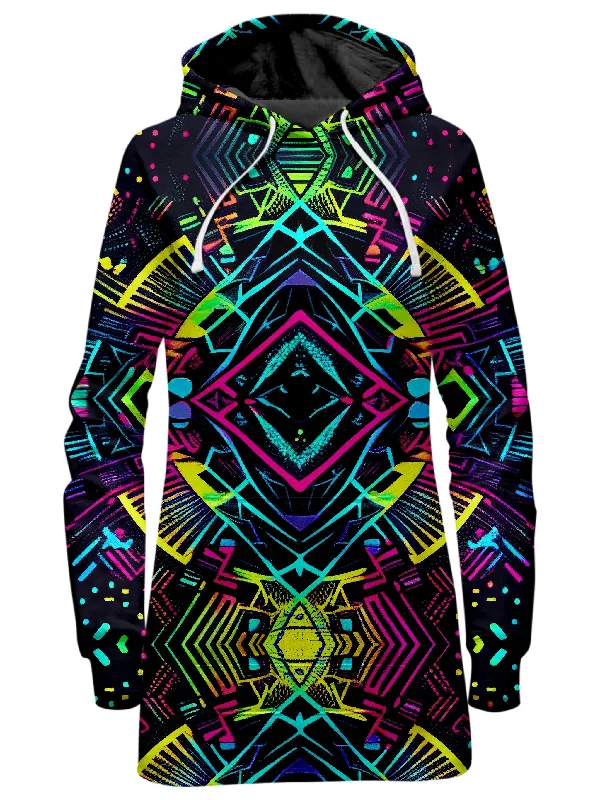 Women's sherpa - lined hoodie for extreme cold weather outdoor activitiesNeon Tribal Hoodie Dress Women's sherpa - lined hoodie for extreme cold weather outdoor activitiesNeon Tribal Hoodie Dress