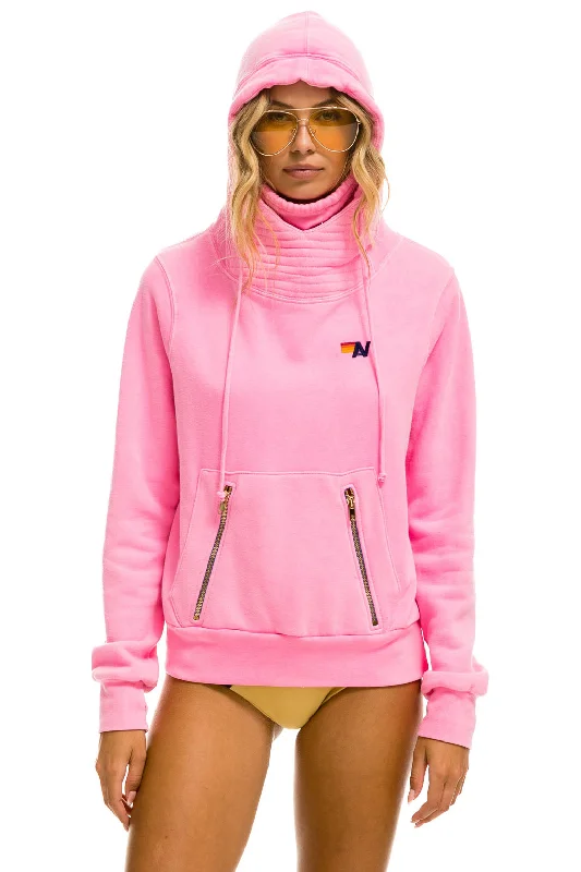 Women's color - block hoodie combining bold hues for a fashion - forward statementNINJA PULLOVER HOODIE - NEON PINK Women's color - block hoodie combining bold hues for a fashion - forward statementNINJA PULLOVER HOODIE - NEON PINK