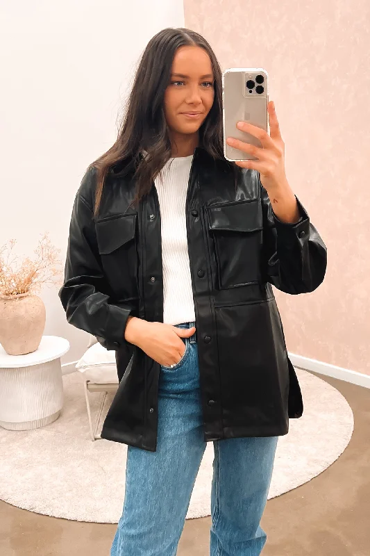 Women's cropped down jackets in bold colors for a sporty and fashionable winter outfitOlivia Vegan Leather Coat Black Women's cropped down jackets in bold colors for a sporty and fashionable winter outfitOlivia Vegan Leather Coat Black