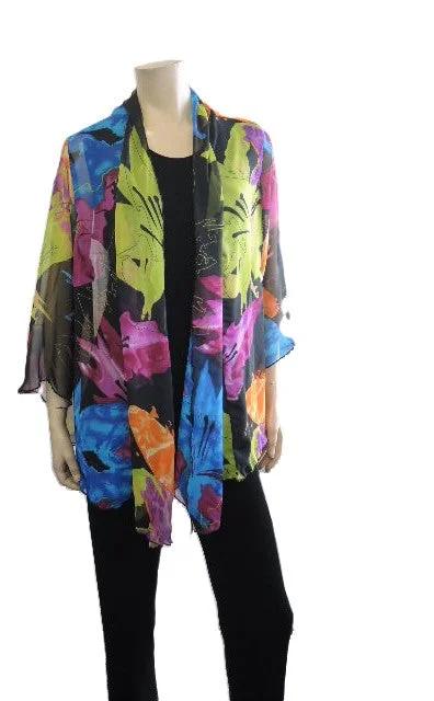 Women's cropped leather jackets with a fringe detail for a western - inspired outfitParty Girl Bright Chiffon Jacket