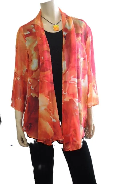 Women's bomber jackets with floral embroidery for a feminine and unique designParty Girl Orange Chiffon Jacket Women's bomber jackets with floral embroidery for a feminine and unique designParty Girl Orange Chiffon Jacket