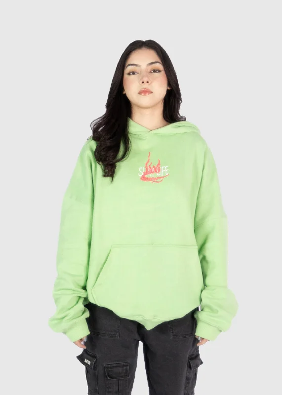 Women's sweatshirt with a mesh panel insert for breathability during workoutsPASTEL GREEN HOODIE Women's sweatshirt with a mesh panel insert for breathability during workoutsPASTEL GREEN HOODIE
