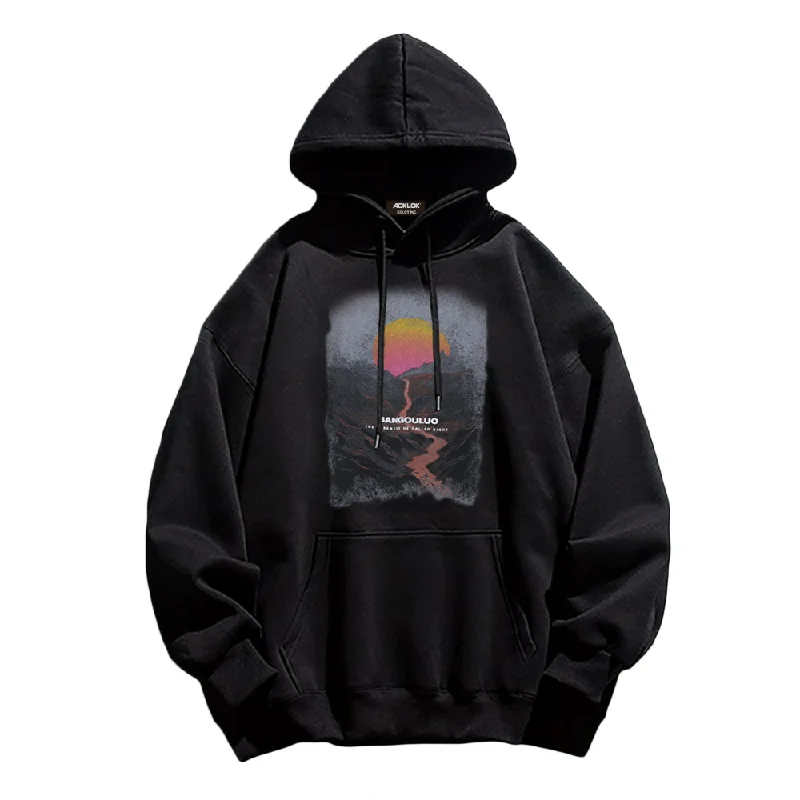 Women's hoodie with a kangaroo pocket and a pom - pom drawstring for added charmRetro Sunset Hoodie Women's hoodie with a kangaroo pocket and a pom - pom drawstring for added charmRetro Sunset Hoodie