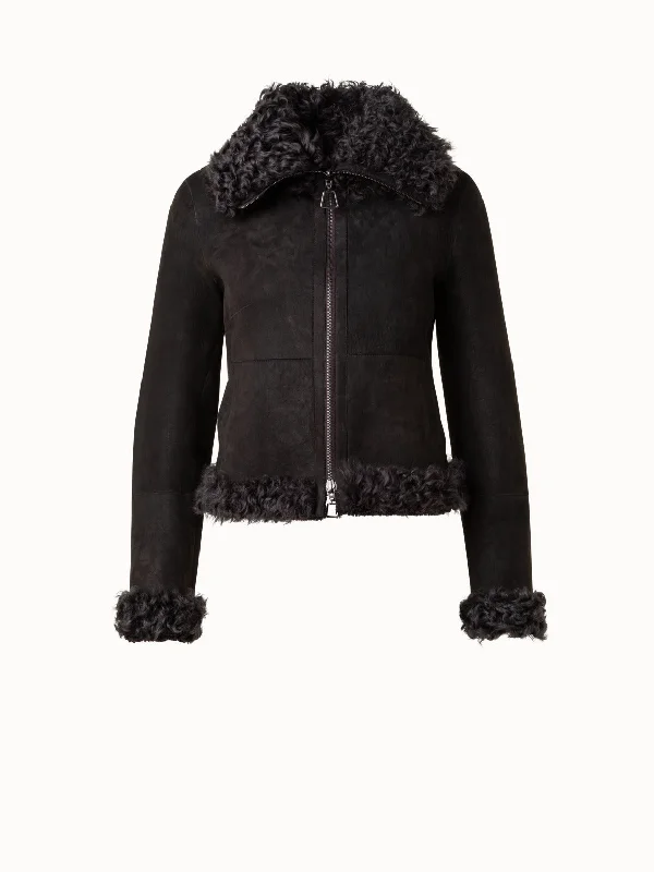 Women's double - breasted tweed jackets in classic colors for a sophisticated office lookReversible Shearling Jacket Women's double - breasted tweed jackets in classic colors for a sophisticated office lookReversible Shearling Jacket