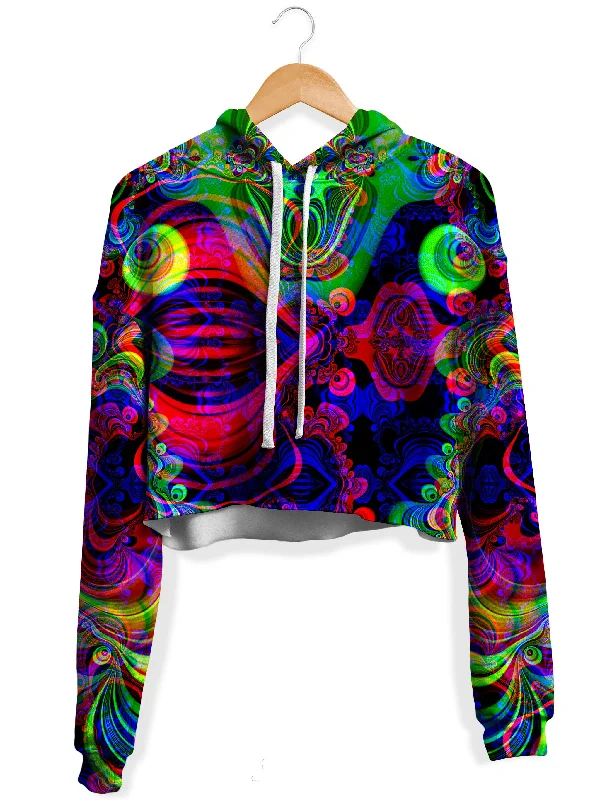 Women's cropped sweatshirt with a slogan graphic for a fun and expressive lookRGB Fleece Crop Hoodie Women's cropped sweatshirt with a slogan graphic for a fun and expressive lookRGB Fleece Crop Hoodie