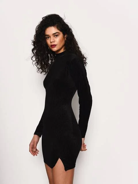 Shift Women Dress with a Simple and Classic Design for Everyday WearRib Velvet Mini Dress Black Shift Women Dress with a Simple and Classic Design for Everyday WearRib Velvet Mini Dress Black