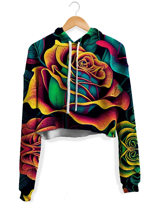 Rosebud Fleece Crop Hoodie