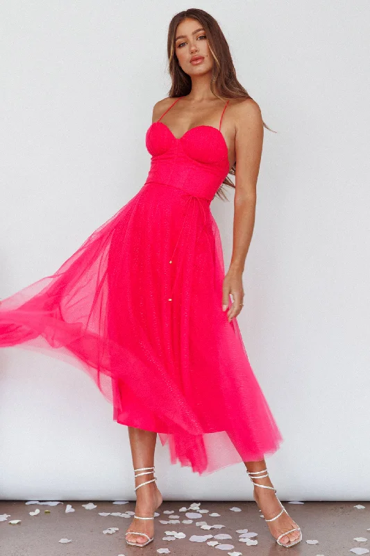 Maxi Women Dress with Floral Print for a Bohemian VibeSmitten Sweetheart Neckline Chiffon Midi Dress Fuchsia Maxi Women Dress with Floral Print for a Bohemian VibeSmitten Sweetheart Neckline Chiffon Midi Dress Fuchsia