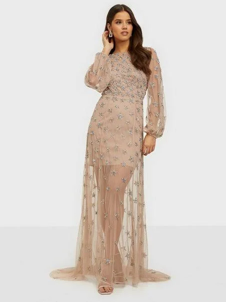 Ruffled Women Dress with Multiple Layers for a Playful and Girly StyleStar All Over Embellished Maxi Dress
