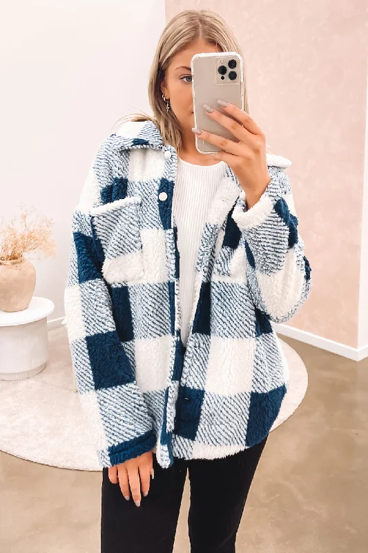 Women's cropped satin jackets in pastel shades for a glamorous evening outTash Cosy Shacket Blue White Women's cropped satin jackets in pastel shades for a glamorous evening outTash Cosy Shacket Blue White