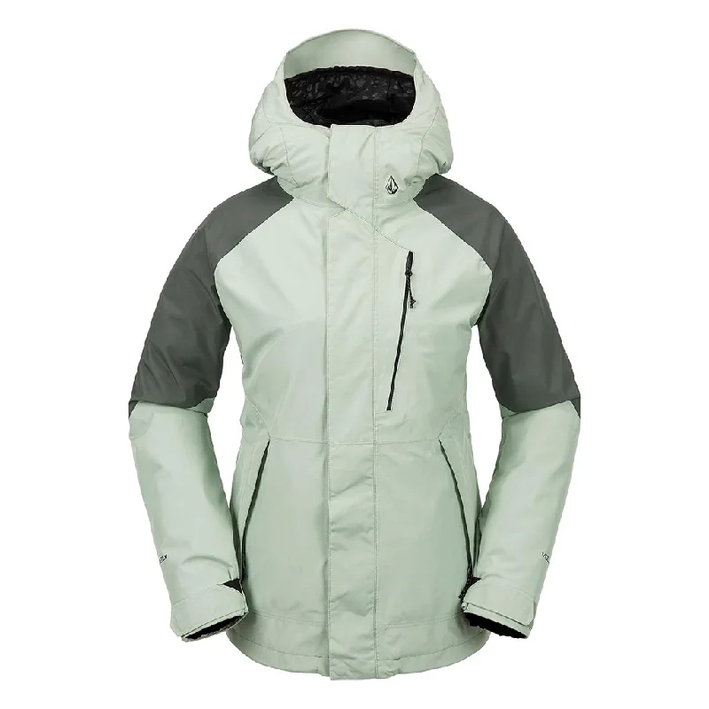 Women's cropped down jackets in bold colors for a sporty and fashionable winter outfitVolcom 2024 Womens V.CO Aris Insulated Gore-Tex Jacket - Sage Frost