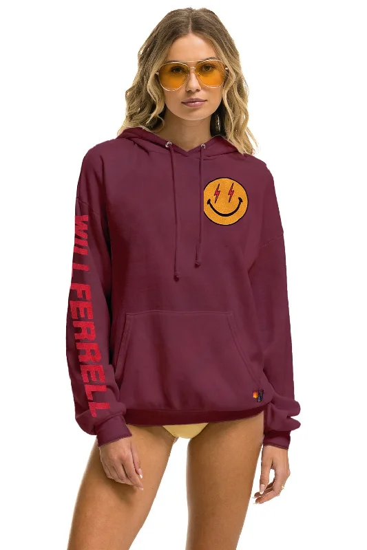Women's tie - dye hoodie in bright colors for a retro and eye - catching styleWILL FERRELL 2023 RELAXED PULLOVER HOODIE - PLUM