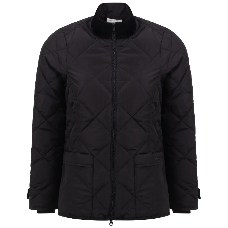 Women's cropped leather jackets with silver zippers for a punk - inspired outfitWomens Evelyn Quilt Jacket Black - AW22 Women's cropped leather jackets with silver zippers for a punk - inspired outfitWomens Evelyn Quilt Jacket Black - AW22