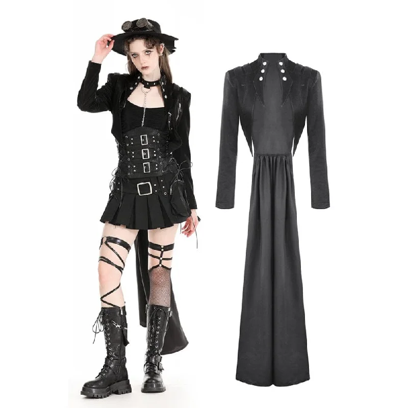 Women's Gothic High/Low Faux Leather Splice Jacket