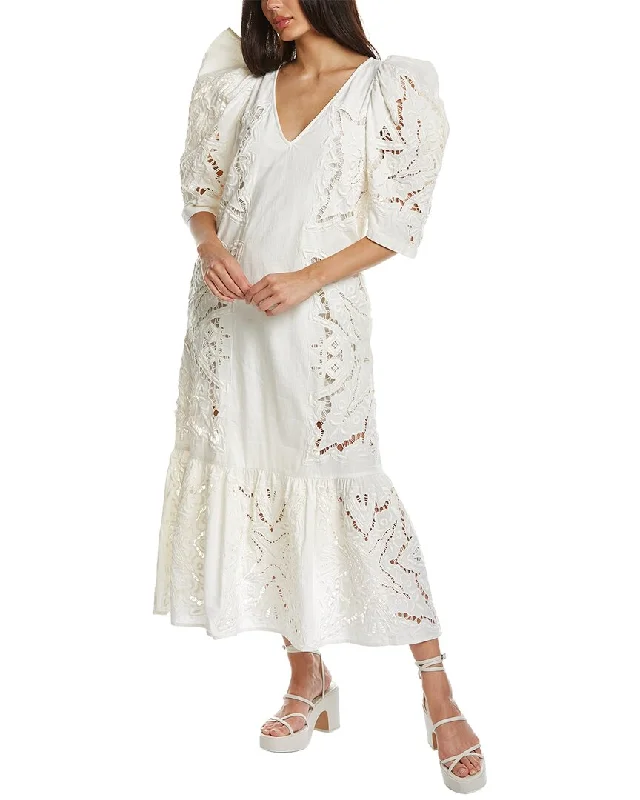 Empire Waist Women Dress to Accentuate the Bust and Conceal the Waist Empire Waist Women Dress to Accentuate the Bust and Conceal the Waist SEA NY Anita Eyelet V-Neck Linen-Blend Dress
