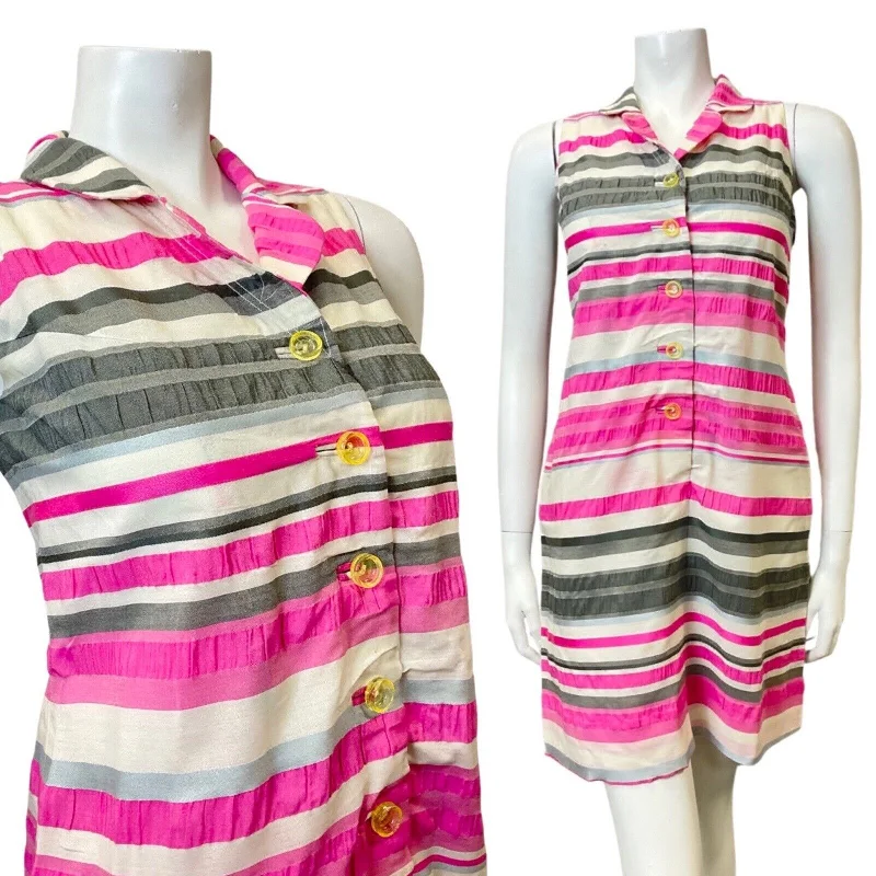 Shift Women Dress with a Simple and Classic Design for Everyday Wear Shift Women Dress with a Simple and Classic Design for Everyday Wear VINTAGE 60s 70s PINK SILVER WHITE STRIPED MOD SLEEVELESS SHIRT SHIFT DRESS 6