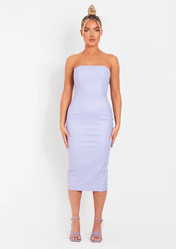 Elle Lilac PU Bandeau Midi Dress