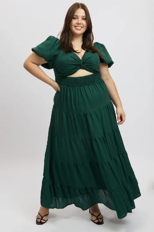 Midi dresses with button - down skirts for a unique and functional designGreen Maxi Dress Short Sleeve Twist Front Midi dresses with button - down skirts for a unique and functional designGreen Maxi Dress Short Sleeve Twist Front