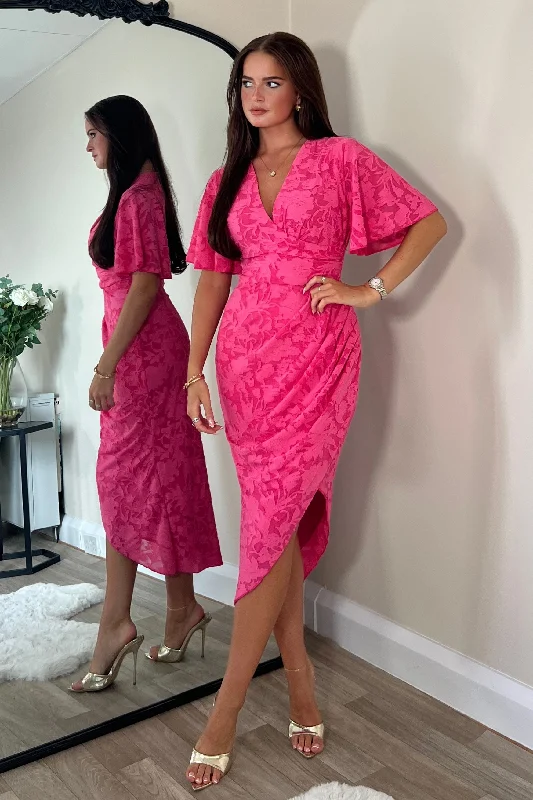 Midi dresses with abstract art prints for an artistic statementNatasha Angel Sleeve Wrap Midi Dress Pink Midi dresses with abstract art prints for an artistic statementNatasha Angel Sleeve Wrap Midi Dress Pink