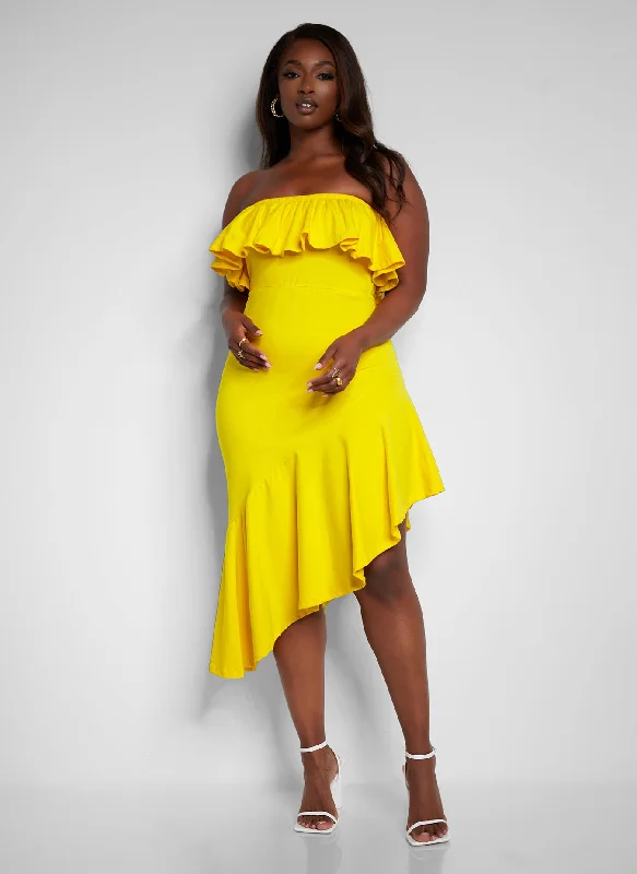 Ray of Sunshine Ruffled Sleeveless Dress - Yellow