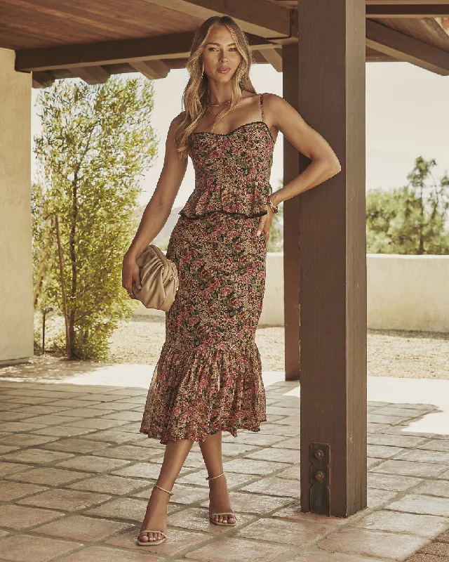 Midi dresses with cold - shoulder cutouts for a trendy styleSimple Hues Floral Print Peplum Midi Dress Midi dresses with cold - shoulder cutouts for a trendy styleSimple Hues Floral Print Peplum Midi Dress