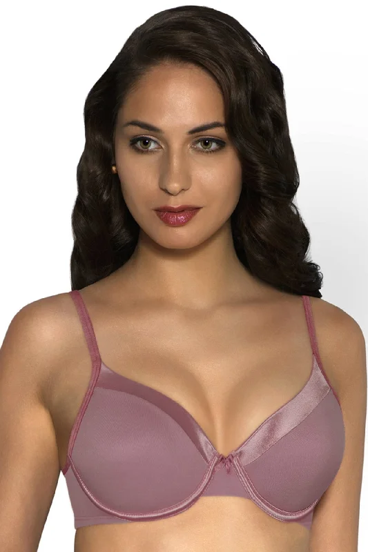 Satin Edge Padded Wired Bra - Antique Rose