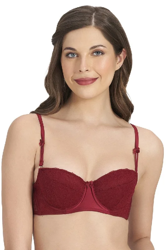 Eternal Bliss Beautiful Dreamer Padded Wired Balconette Bra - Henna